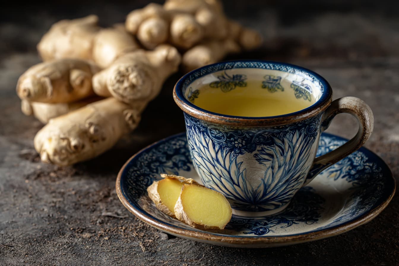 ginger root and tea - natural first aid kit remedies
