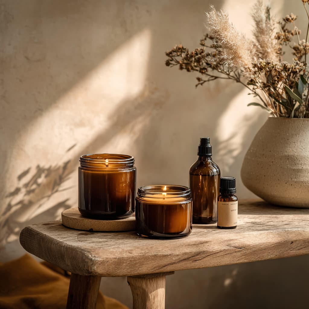 DIY homemade candles with essential oils and natural wax ingredients