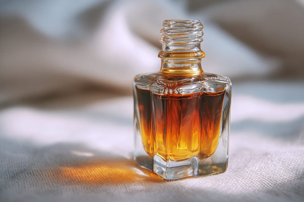 Natural oils for the oil cleansing method, including castor oil and lightweight carrier oils arranged in a clean, minimal skincare setting