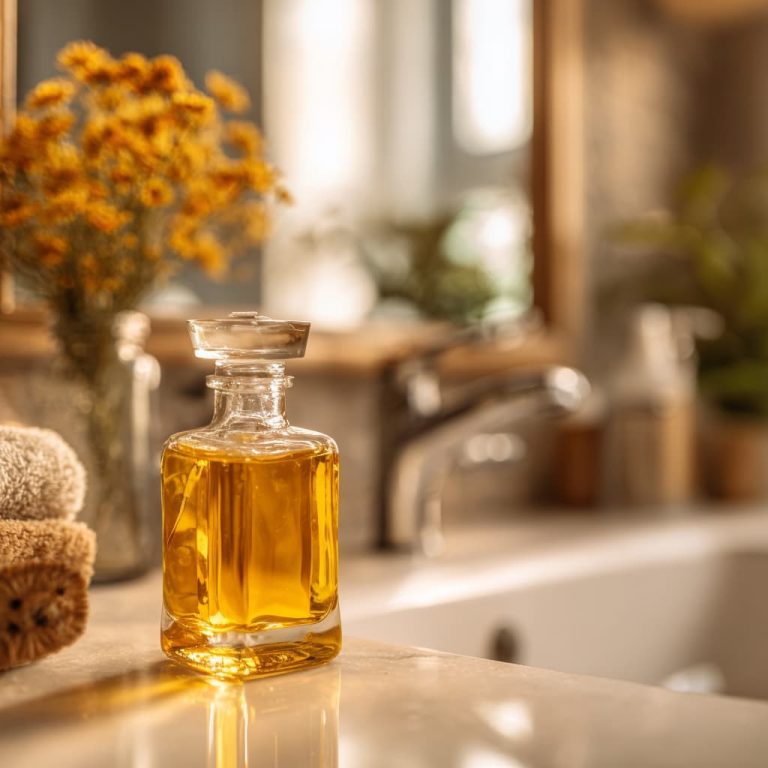 Oil cleansing method ritual with natural facial oils, showing gentle oil massage for healthy, balanced skin.