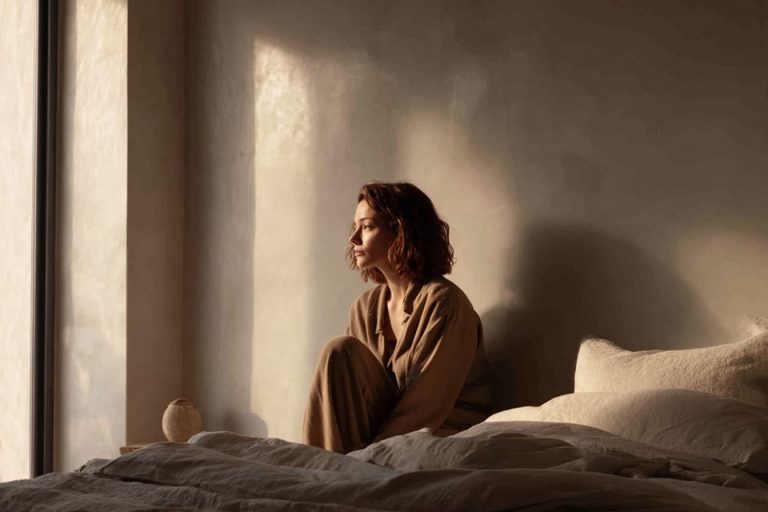 Constant fatigue causes and solutions - Woman experiencing morning fatigue in natural light bedroom