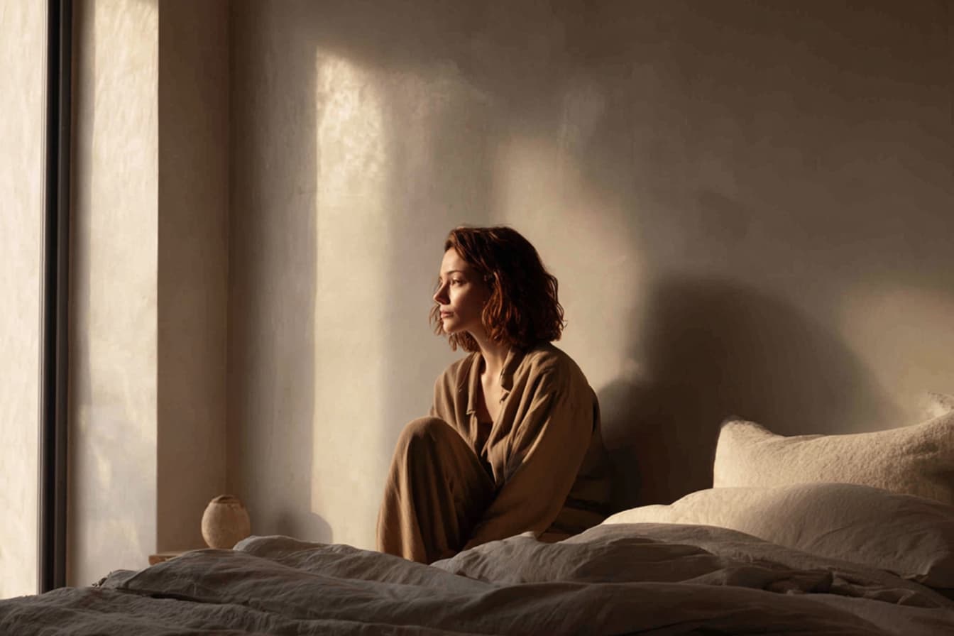 Constant fatigue causes and solutions - Woman experiencing morning fatigue in natural light bedroom